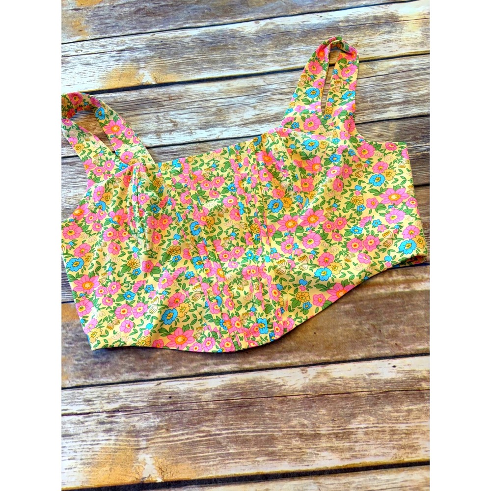 Floral Corset Crop Top‎ XXL Cottagecore Boning Renaissance Girly Fairy Romantic